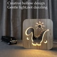 thumbnail image 3 of Lámpara de noche 3D LED USB de madera tallada para niños, lámpara de mesa decorativa de 2,5 W - Dinosaurio, 3 of 5