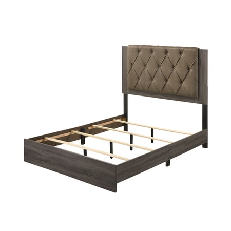 Clearance! Avantika Queen Bed  Fabric & Rustic Gray Oak 27680Q
