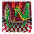 thumbnail image 3 of Ambesonne Cartoon Shower Curtain, Castle with Dragon, 69"Wx75"L, Ruby Green, 3 of 3