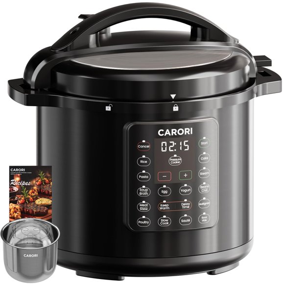 Olla de presión eléctrica Carori de 8 cuartos, 1200 W, 12 en 1