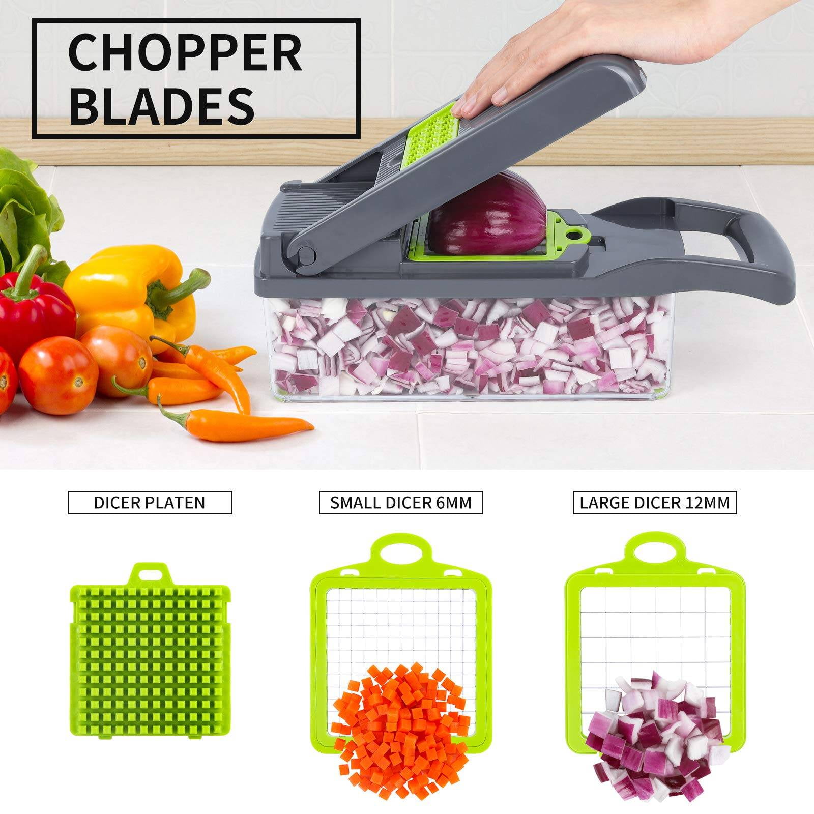Veggie Chopper with Container 16 in 1 Vegetable Slicer and Chopper for  Fruit Potato Onion Chopper by MZY LLC - 10 Blades