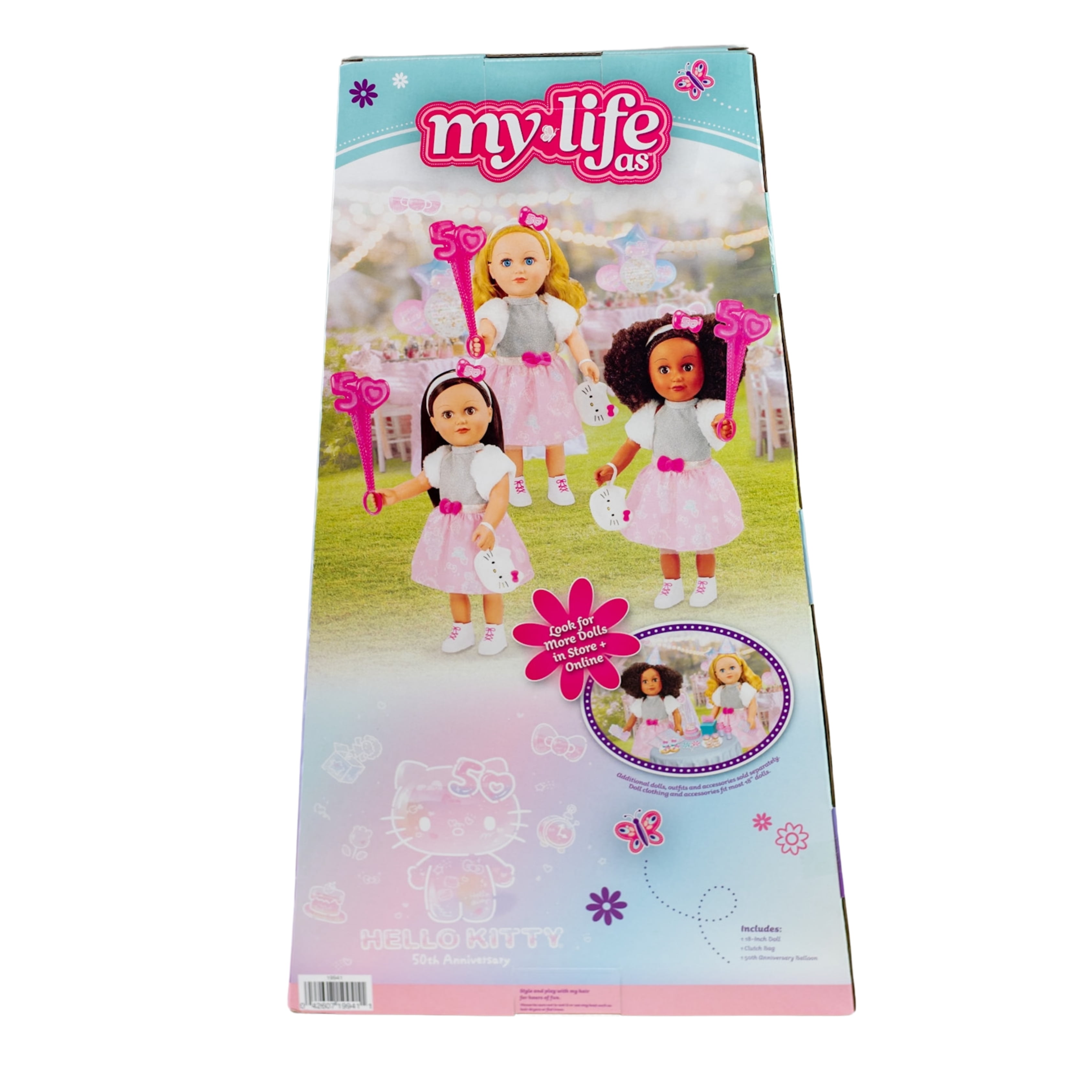 My Life As Poseable Hello Kitty 18" Doll, Dark Brunette Straight Hair, Brown Eyes, 50th Anniversary