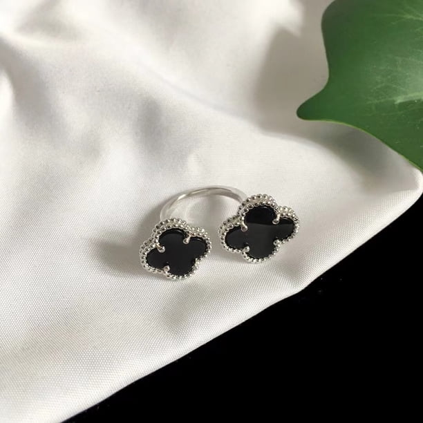 Van Cleef Anillo De Doble Flor De Trébol De Cuatro Hojas Chapado En Oro De 18 Quilates VCA