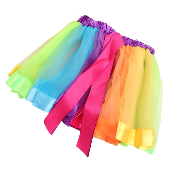 LOLIPPYY Durable Girls Tutu Skirt with Bowknot Elastic Waist for Ballet Party Dress Up Multi 46 Years Old