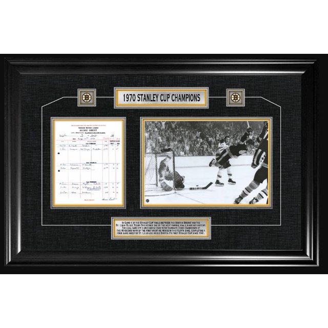Bobby Orr Boston Bruins Encadré 1970 Stanley Cup « The Goal » Feuille de Pointage Collage