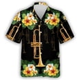 thumbnail image 3 of Camisa hawaiana con estampado de instrumentos musicales para hombre, camisas hawaianas con estampado 3D de flores coloridas, blusas casuales de verano de manga corta con solapa, 3 of 5