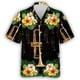 thumbnail image 3 of Camisa hawaiana con estampado de instrumentos musicales para hombre, camisas hawaianas con estampado 3D de flores coloridas, blusas casuales de verano de manga corta con solapa, 3 of 5