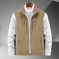 thumbnail image 2 of Men's Vest Fall Multi Pocket Turn Down Collar Have Zipper Solid Color Warm Outerwear Vest, 2 of 4