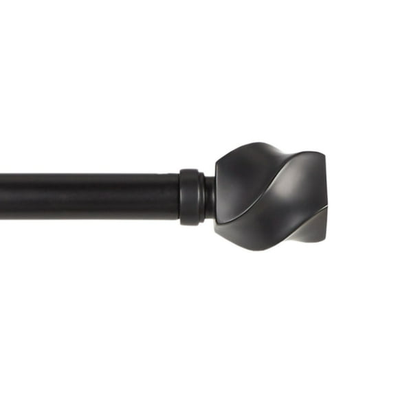 Exclusive Home Twist 1" Window Curtain Rod and Finial Set, Adjustable 36"-72", Matte Black