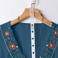 thumbnail image 4 of Embroidered Tops for Women 3/4 Sleeve Boho Cotton Linen Shirts Plus Size Peasant Gauze Blouses Casual Bohemian Shirts (XL,Navy), 4 of 8
