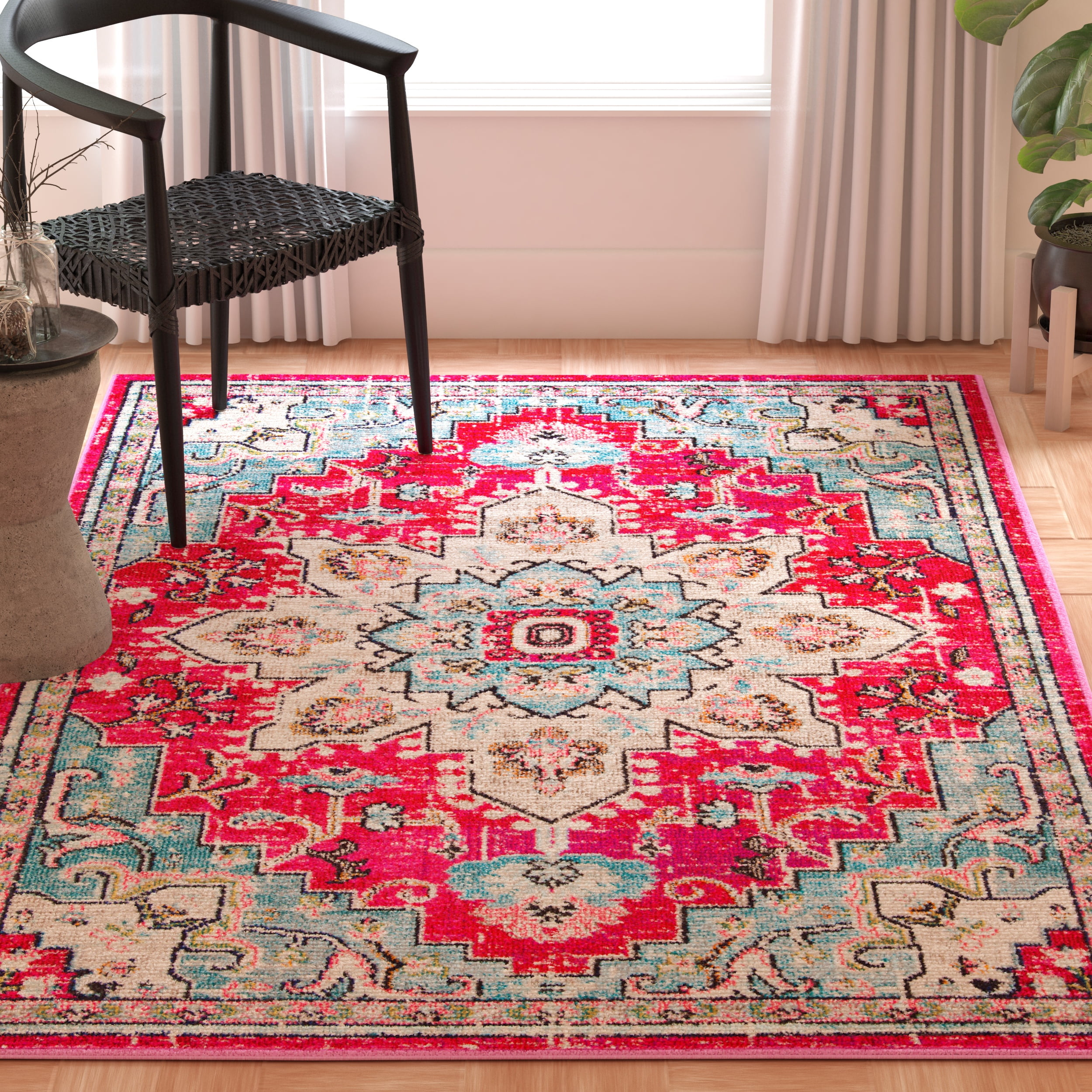 SAFAVIEH Madison Dalia Oriental Area Rug, Fuchsia/Blue, 5'3" x 7'6"