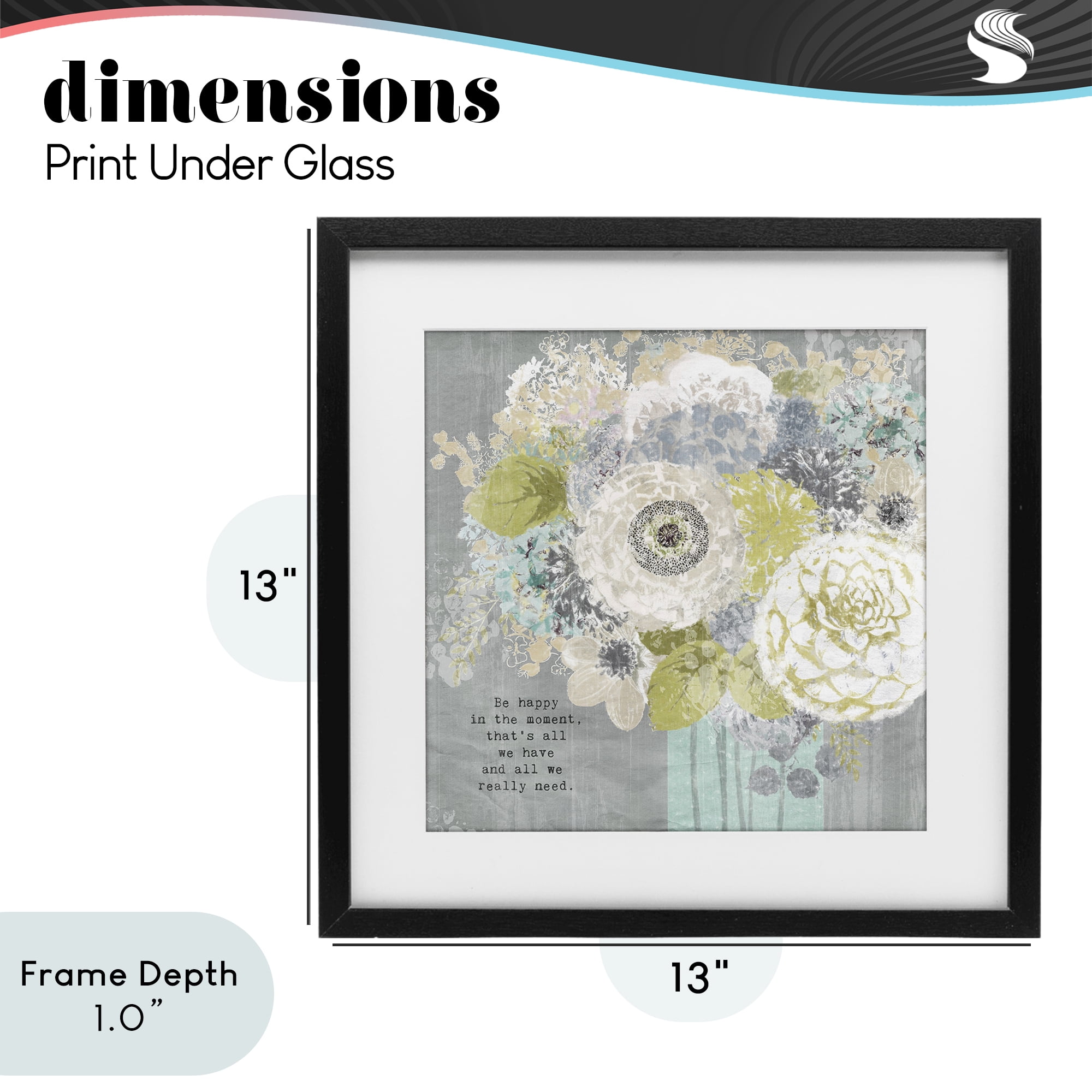 Stupell Industries Happy In The Moment Black Framed Print Under Glass, design by Suzanne Nicoll