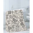 thumbnail image 3 of Grey Paisley Towel Set of 3, Soft Microfiber Bath Towels, Hand Towel, Washcloths, Boho Flower Botanical Leaf Branch Quick-Dry Absorbent Towels for Bathroom Kitchen Hotel Beach Gym Spa, 3 of 7