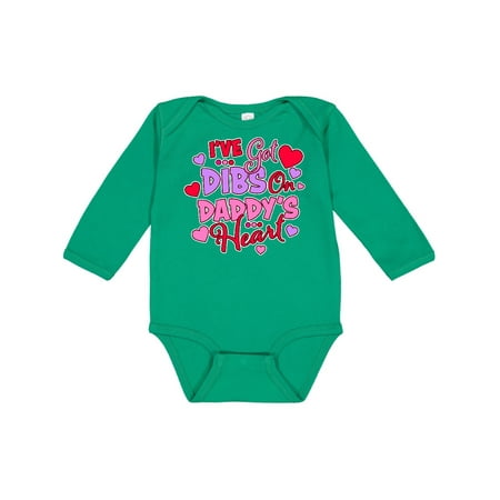 

Inktastic Ive Got Dibs on My Daddys Heart with Hearts and Dots Gift Baby Boy or Baby Girl Long Sleeve Bodysuit