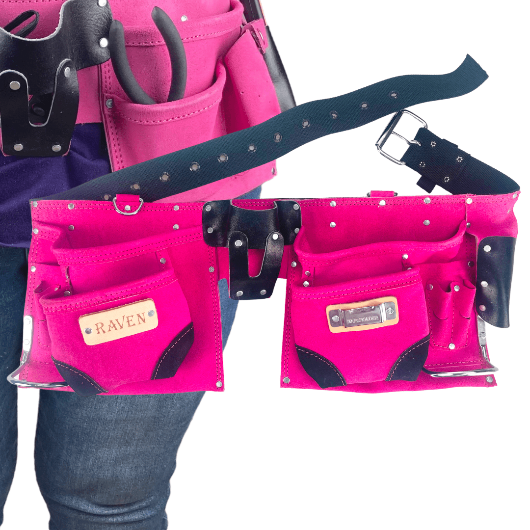 RAVEN Pink Utility Tool Pouch Belt with 10 Pockets Great for DIY projects  and Home Improvement Tasks || Store a Wide Range of Tools AS2103A-PNK 