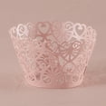 thumbnail image 3 of Weddingstar Lace Hearts Filigree Paper Cupcake Wrappers (12) Pastel Pink Shimmer, 3 of 3