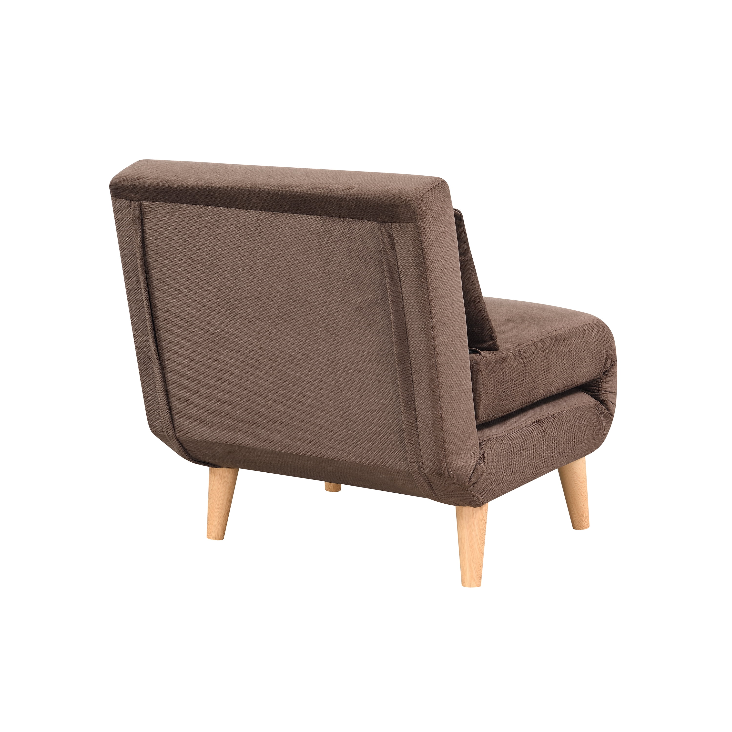 AC Pacific Folding Upholstered Dane Armless Sleeper Chair, Brown