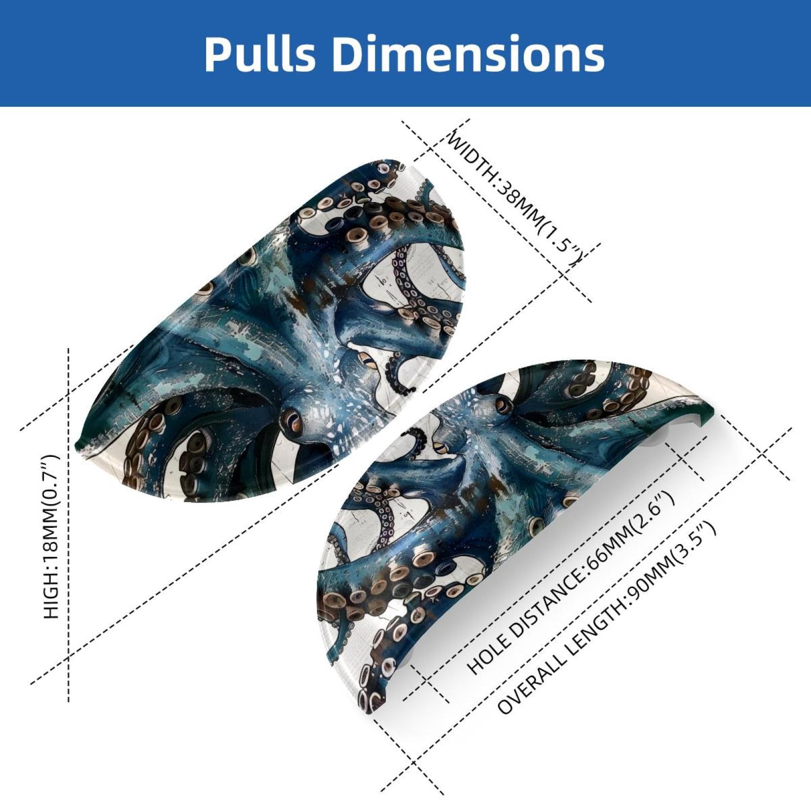 PhooArto 6 Pcs Cup Drawer Pulls, Vintage Map Octopus Shell Shape Handles Cabinet Knobs for Dresser Cupboard Closet Wardrobe with Screws