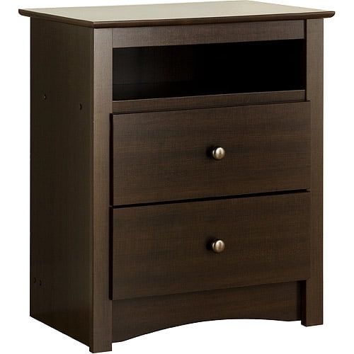Prepac Fremont Tall 2Drawer Nightstand with Open Shelf, Espresso