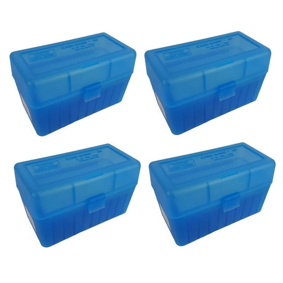 MTM 50 Round Flip-Top 270 Win 280 Rem 30-06 Rifle Ammo Box - Clear Blue (4 Pack)