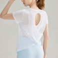 thumbnail image 3 of Women's Loose Fit Back Cutout T-Shirt - Round Neck, Short Sleeve, Polyester for Yoga/Sports (S-XL Sizes), 3 of 3