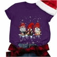 thumbnail image 7 of jsaierl Christmas Shirt Women Christmas Gnome Print Tops Tee Short Sleeve Crewneck Cute Three Gnomes Casual Holiday Shirts, 7 of 7