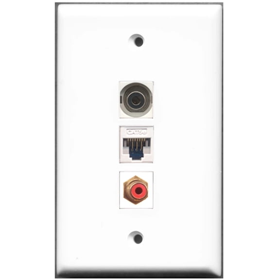 Ultra Spec Cables 1 Port RCA Red 1 Port 3.5mm 1 Port Cat5e Wall Plate F/F