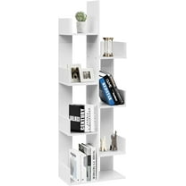 Hyxoo 8 Shelf Bookshelf, Tree Bookcase with 8 Book Shelves, Freestanding Room Dividers, 57 x 20 x10 Inch, Display Storage Shelf for Books CDs Plants, Wooden Bookshelf for Home Office Decor