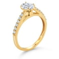 thumbnail image 3 of Gem Stone King 10K Yellow Gold White Moissanite from Charles & Colvard and White Lab Grown Diamond Engagement Ring for Women (1.08 Cttw, Oval 7X5MM, Gemstone Birthstone, Size 7), 3 of 5