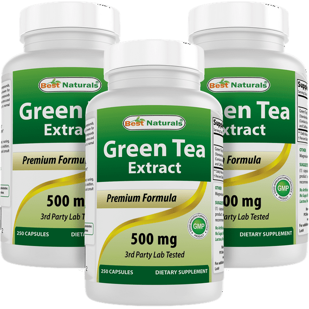 3 Pack Best Naturals Green Tea Extract 500 mg 250 Capsules Weight