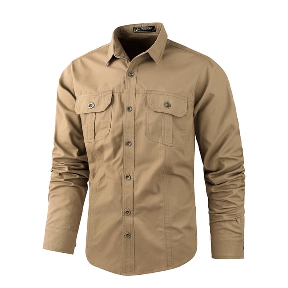 LEDUNTINO Mens Button-Down Shirts 100% Cotton Long Sleeve Casual Regular Fit Button Up Work Shirts