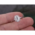 thumbnail image 2 of Oval cut Man made diamond moissanite and Man made diamond moissanite Halo Engagement Ring with 18k Gold Plating, 2 of 6