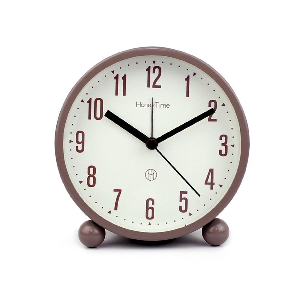 Round metal alarm clock, desk clock, silent scan night light clock