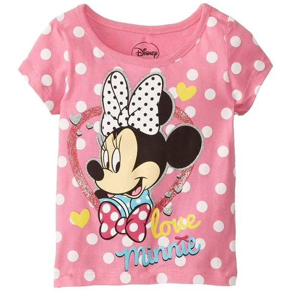 Disney Little Girls' Minnie Mouse Love Minnie Short Sleeve T-Shirt, Pink, 4T