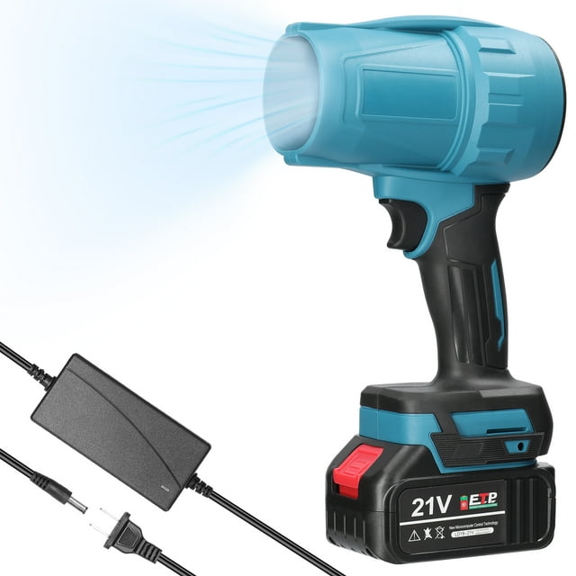yeacher High-Power Lithium Battery Turbo Blower with Makita Compatibility - Rechargeable Handheld Duct Fan for Industrial Cleaning, Car Detailing, and Keyboard Dusting (110V, Brush Motor, 1000W)