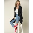 thumbnail image 4 of Made by Johnny Women's Solid Long Sleeve Open Front Long Cardigan XXXL BLACK, 4 of 7