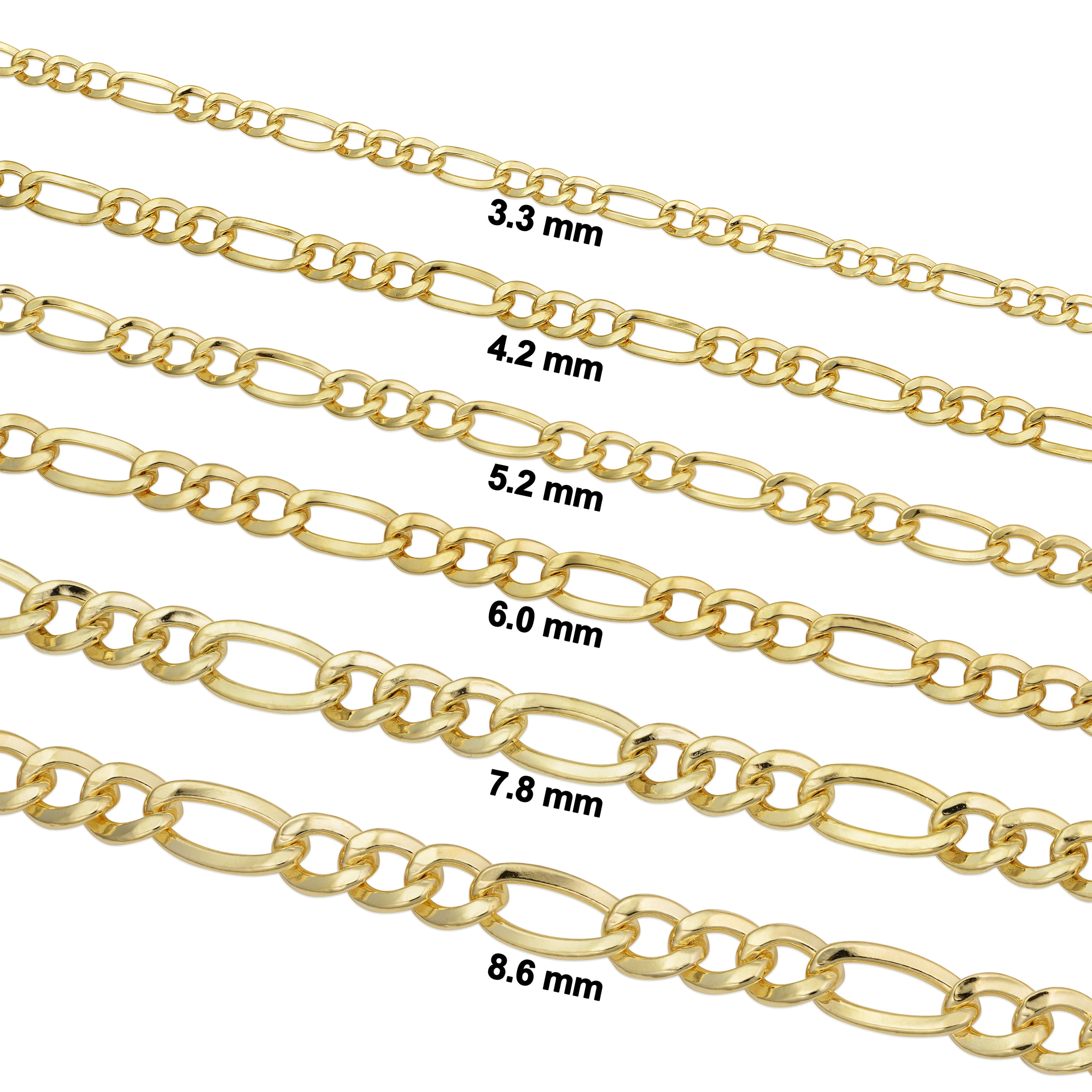 KoolJewelry 14k Yellow Gold Filled Solid Figaro Link Chain Necklace (6 mm, 22 inch)