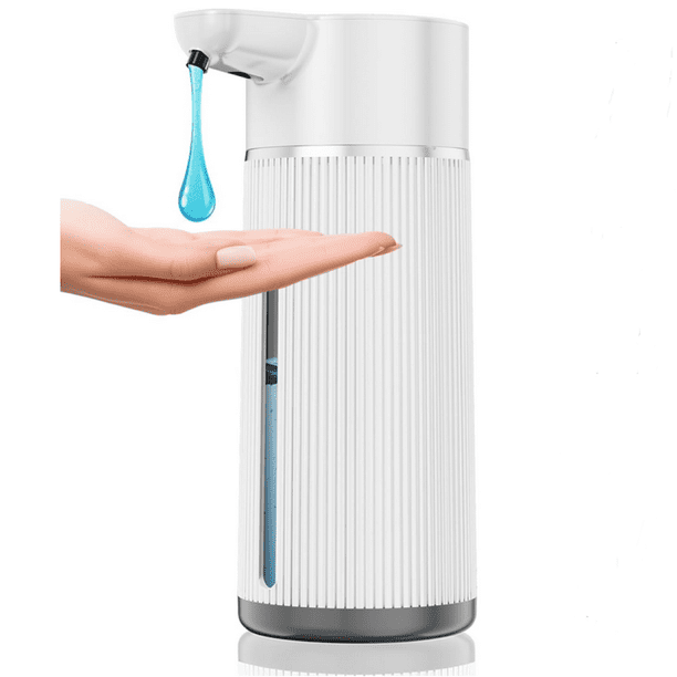 Dispensador de jabón automático sin contacto, 420 ml (14,2 oz) para baño y cocina, con 4 niveles de volumen, recargable por USB, antiobstrucciones, gran capacidad, color blanco