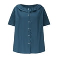thumbnail image 4 of Blouses pour Femmes Col Rond Décontracté Bouton Basique Confortable Tee Lounge Tendance Léger Été Vacances Chemise Douce 2025, 4 of 6