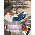 thumbnail image 5 of Fsddascl Navy Blue Burnt Orange Outdoor Tablecloth - 54 Inch Round Dining Table Cover, Retro Geometric Modern Waterproof Outdoor Table Cloth with Umbrella Hole & Zipper for Picnic/Patio/Party, 5 of 7