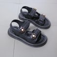 thumbnail image 1 of Sandalias informales simples de verano para niñas, decoraciones florales, zapatos de playa con punta abierta, zapatillas, calzado plano versátil, calzado para niños, 1 of 5