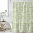 thumbnail image 4 of Botanical Rose Bud Bathroom Shower Curtains with 12 Hooks Waterproof Shower Curtain for Stalls and Bathtubs Vintage Mint Green Floral Leaves Farmhouse Decorative Bathroom Curtain 54x78 Inches, 4 of 9