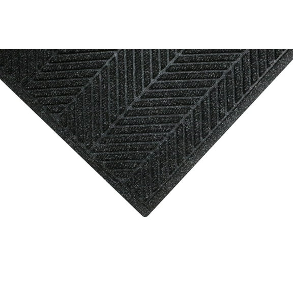 M   A Matting M A Matting WaterHog Max Herringbone Fashion Mat Universal Cleated 3' x 5' Black Smoke