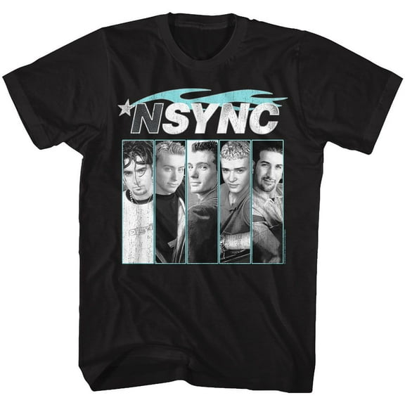 NSYNC Blue Flame Black Adult T-Shirt L