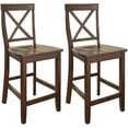 thumbnail image 1 of Juego de taburetes de bar Crosley Furniture con respaldo en X de madera de caoba vintage, 1 of 6