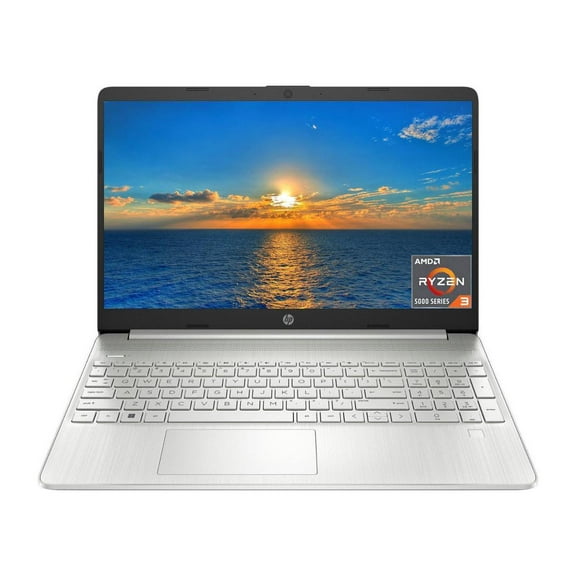 HP Business & Student Laptop, 15.6" HD Display, AMD Ryzen 3 5300U, 12GB RAM, 512GB SSD, Wi-Fi 5, AMD Radeon Graphics, Webcam, Numeric Pad, Windows 11 Home, Natural Silver