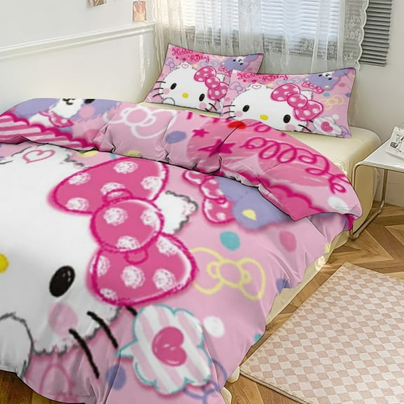 Hello Kitty Bedding Sets for Kids Men Women Full Size Comforter Set 3pcs Comforter Sets 1 Comforter Cover And 2 Pillowcases