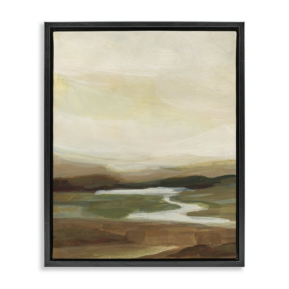 Stupell Industries Chestnut Springs River Landscape Painting Black Floater Framed Art Print Wall Art, 17 x 21