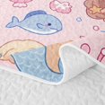 thumbnail image 5 of meiyoeat Kawaii Crown Mermaid Princess Twin Quilt Set for Girls, Dolphin Star Coral Fairy Twin Coverlet Set, Pink Purple, 2pcs, 5 of 7