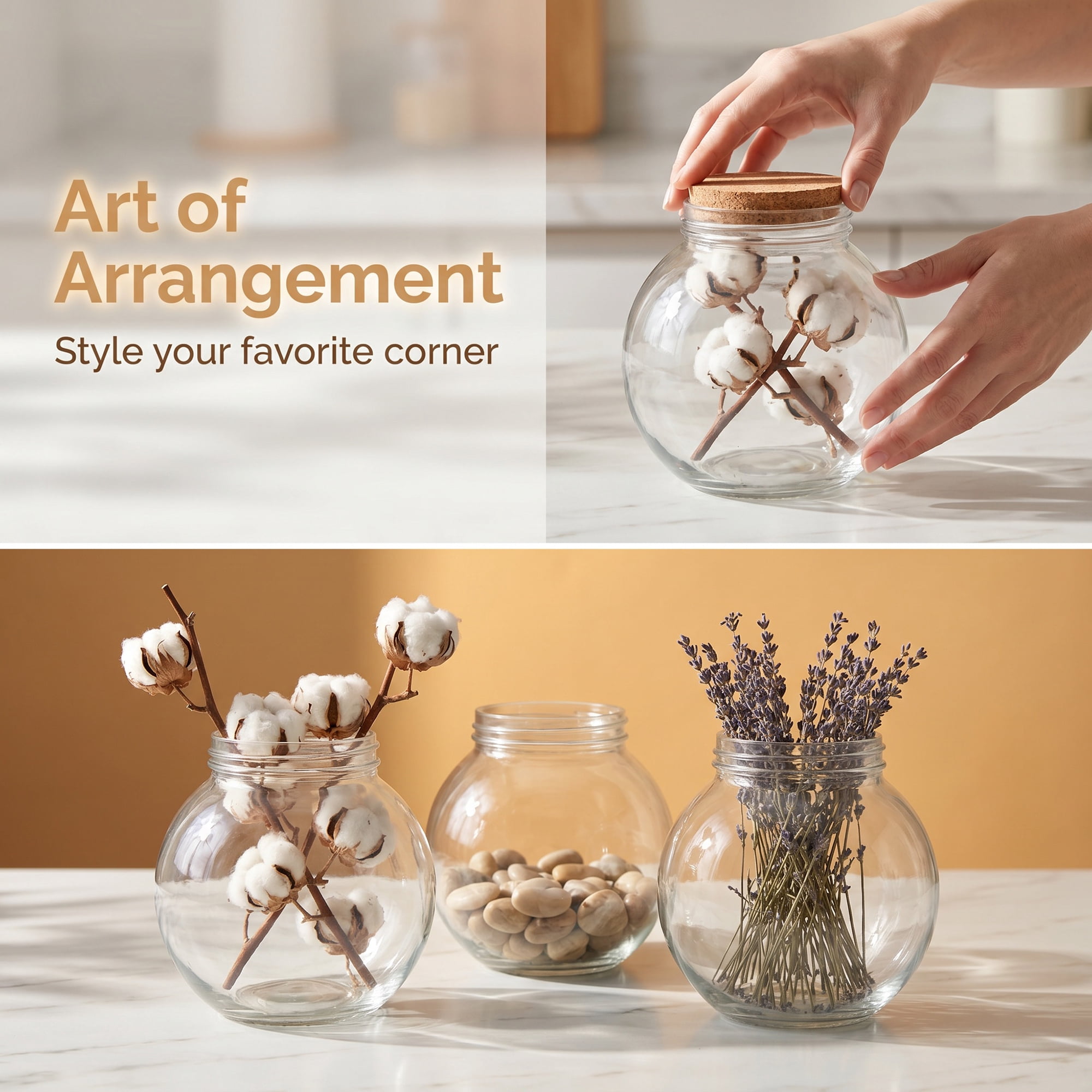 Unique Bargains Glass Storage Jars with Cork Lids and Jute Twine Tags 4.1"x 4.1"x 5.3"
